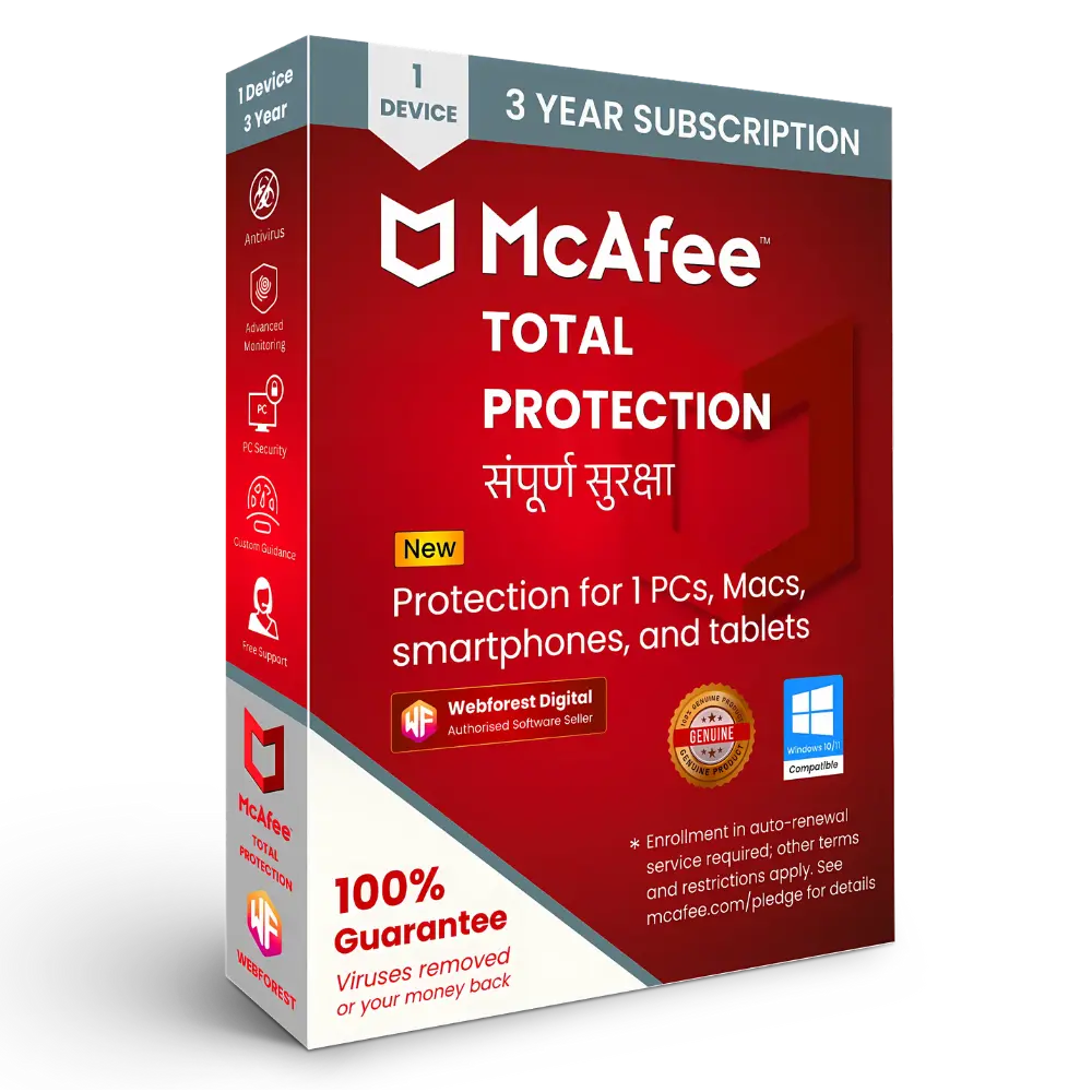 McAfee Total Protection 1 Device for 3 Years Protection McAfee Total Protection 1 Device for 3 Years Protection