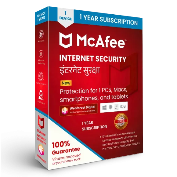McAfee Internet Security 1 Device for 1 Year Protection (2) McAfee Internet Security 1 Device for 1 Year Protection