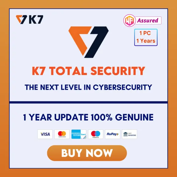 K7 Total Security 1 User for 1 Year Updates.